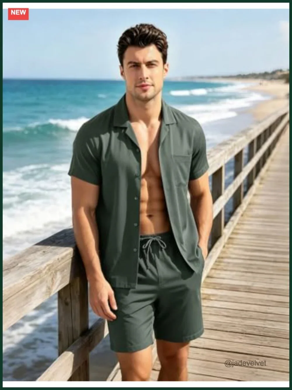 Men's Short Sleeve Button Down Pajama Set with Pockets